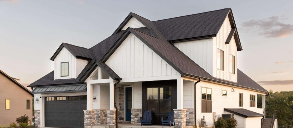 A fresh coat of paint to the board and batten siding is one way to update the home exterior.